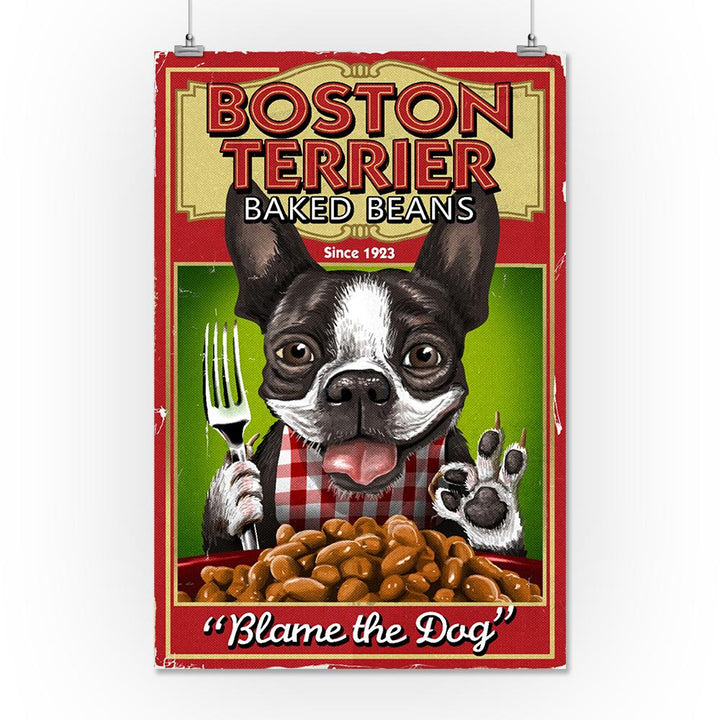 Boston Terrier, Retro Baked Beans Ad, Lantern Press Artwork, Art Prints and Metal Signs Art Lantern Press 16 x 24 Giclee Print 