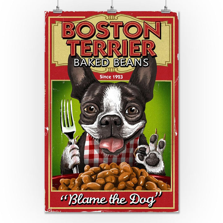Boston Terrier, Retro Baked Beans Ad, Lantern Press Artwork, Art Prints and Metal Signs Art Lantern Press 24 x 36 Giclee Print 