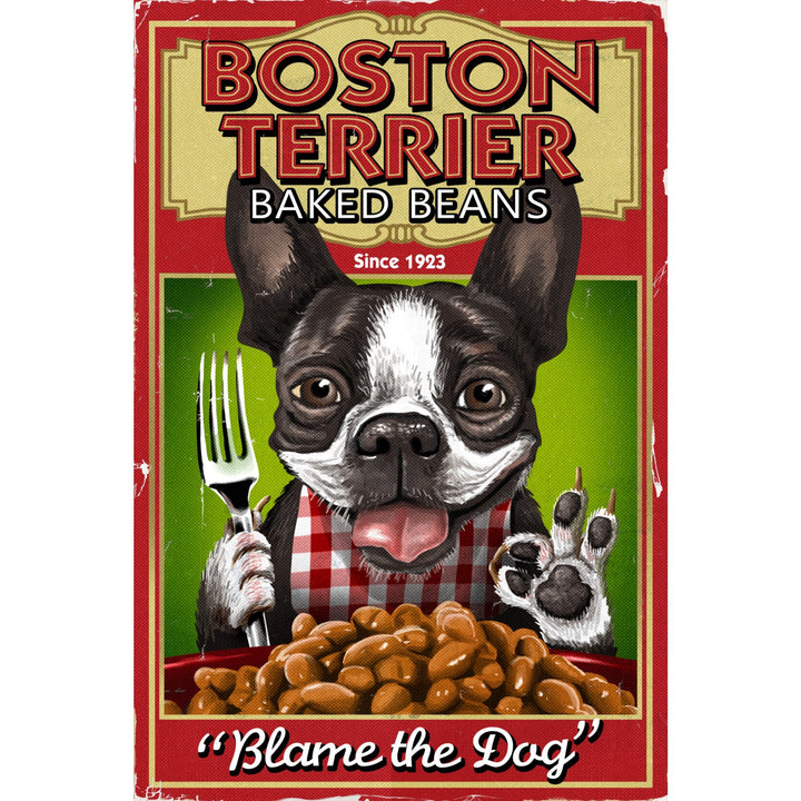 Boston Terrier, Retro Baked Beans Ad, Lantern Press Artwork Canvas Lantern Press 