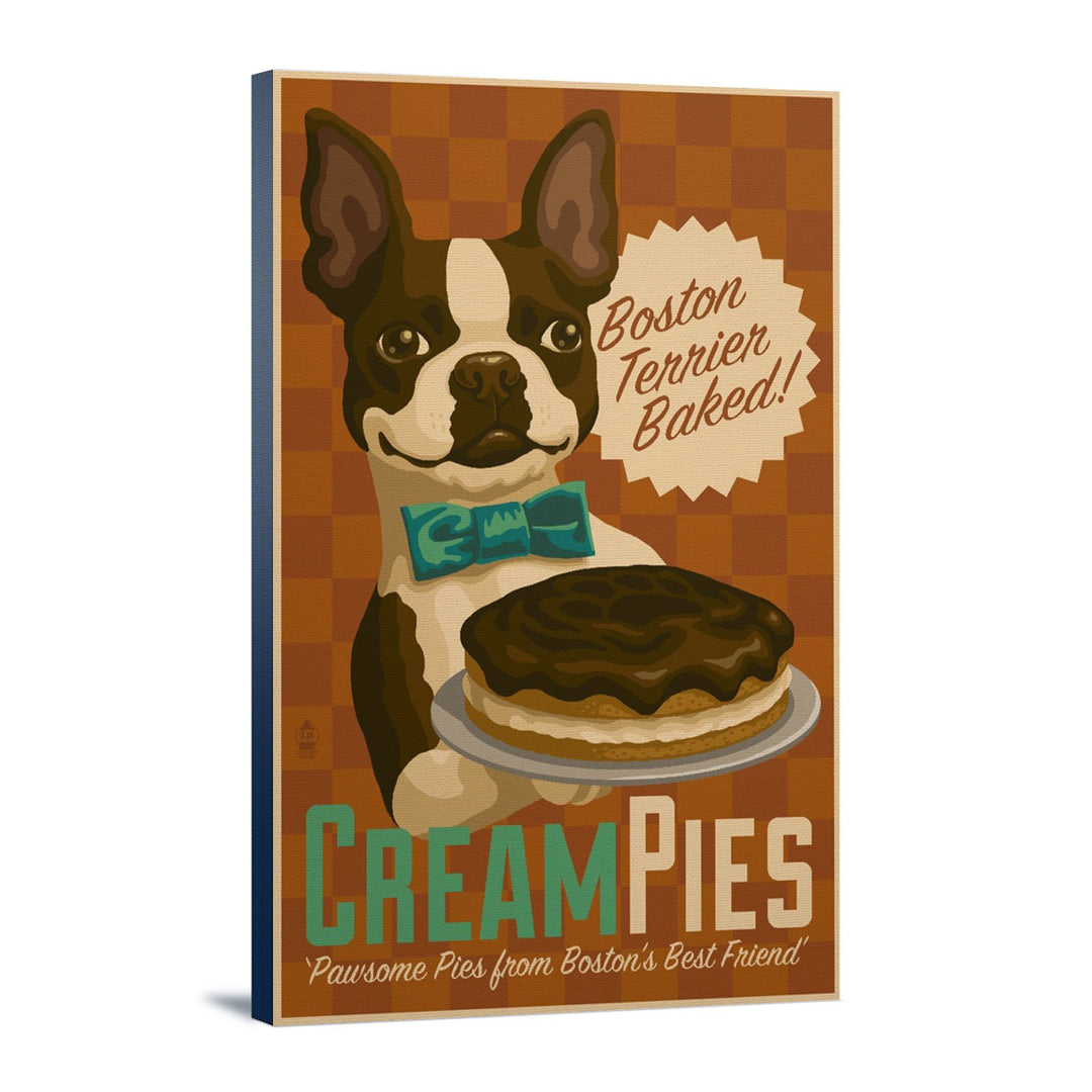 Boston Terrier, Retro Cream Pie Ad, Lantern Press Artwork Canvas Lantern Press 