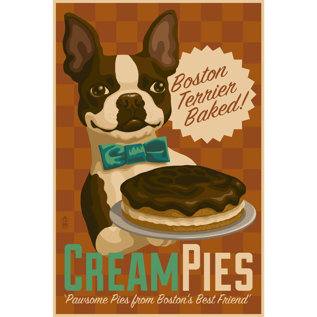 Boston Terrier, Retro Cream Pie Ad, Lantern Press Artwork Canvas Lantern Press 
