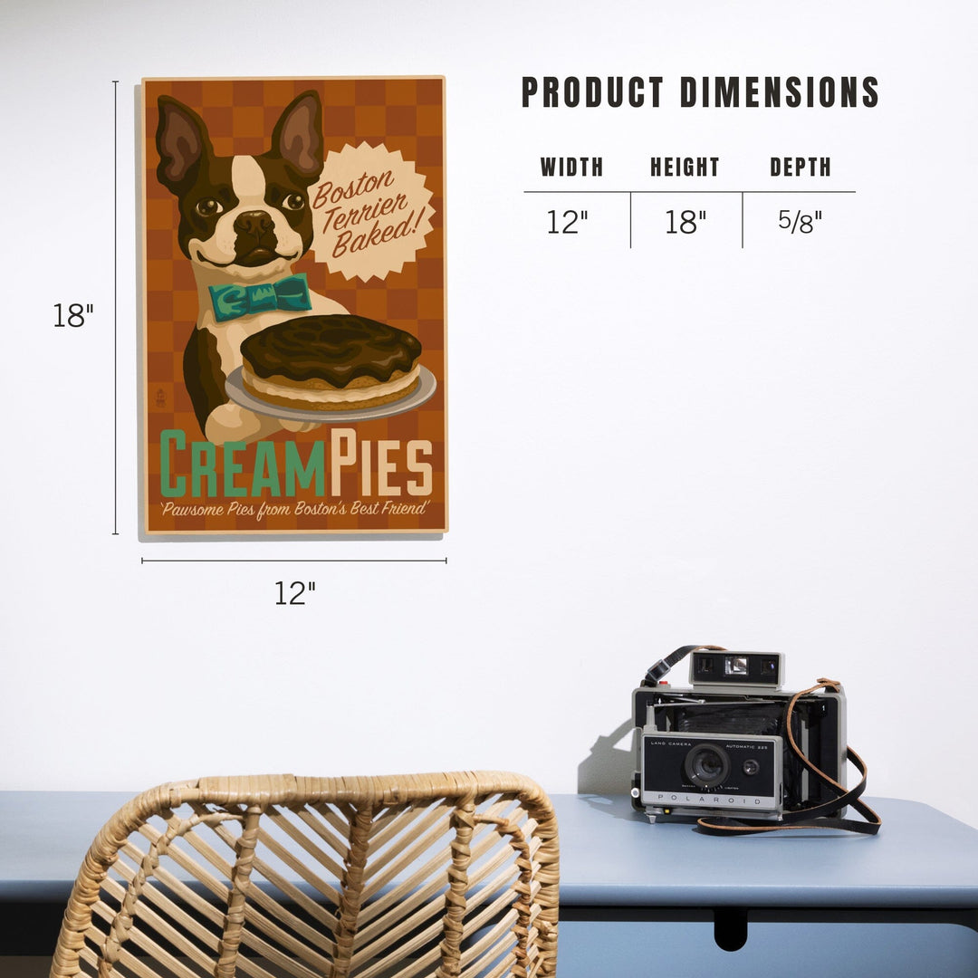 Boston Terrier, Retro Cream Pie Ad, Lantern Press Artwork, Wood Signs and Postcards Wood Lantern Press 