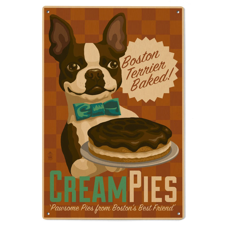 Boston Terrier, Retro Cream Pie Ad, Lantern Press Artwork, Wood Signs and Postcards Wood Lantern Press 