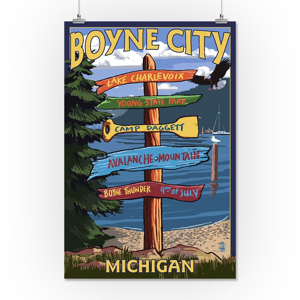 Boyne City, Destination Signpost, Lantern Press Artwork, Art Prints and Metal Signs Art Lantern Press 
