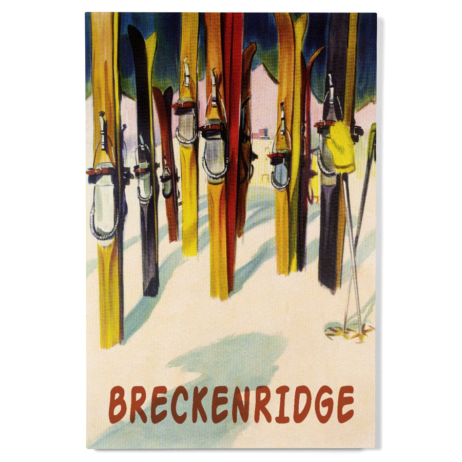 Breckenridge, Colorado, Colorful Skis, Lantern Press Artwork, Wood Signs and Postcards Wood Lantern Press 