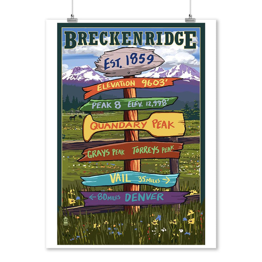 Breckenridge, Colorado, Destination Signpost, Lantern Press Artwork, Art Prints and Metal Signs Art Lantern Press 