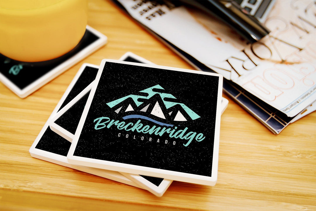 Breckenridge, Colorado, Diamond Mountain, Contour, Lantern Press Artwork, Coaster Set Coasters Lantern Press 