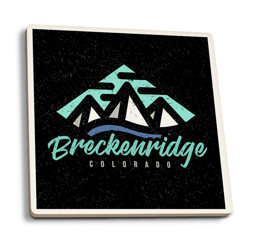 Breckenridge, Colorado, Diamond Mountain, Contour, Lantern Press Artwork, Coaster Set Coasters Lantern Press 