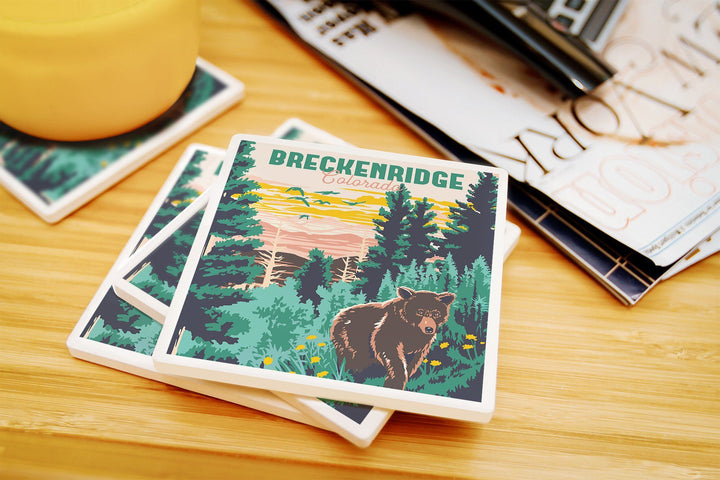 Breckenridge, Colorado, Explorer Series, Lantern Press Artwork, Coaster Set Coasters Lantern Press 