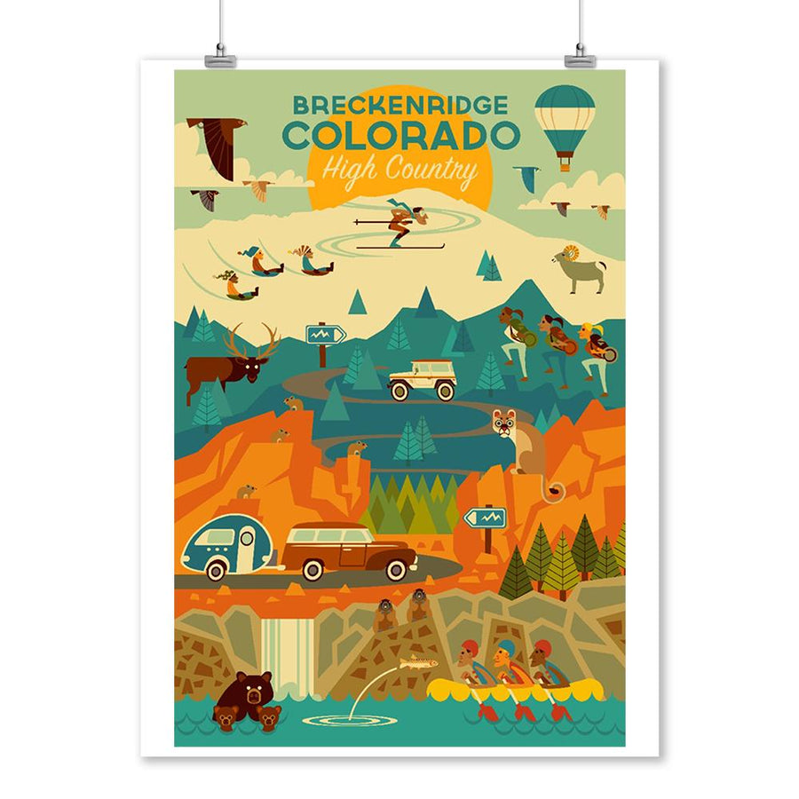 Breckenridge, Colorado, High Country, Mountain Geometric, Lantern Press Artwork, Art Prints and Metal Signs Art Lantern Press 