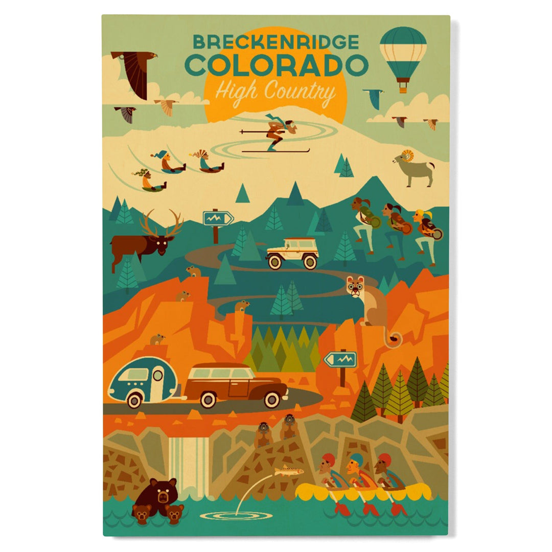 Breckenridge, Colorado, High Country, Mountain Geometric, Lantern Press Artwork, Wood Signs and Postcards Wood Lantern Press 