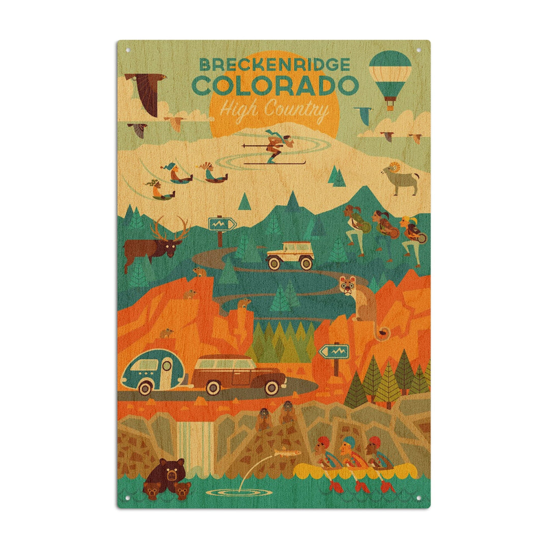 Breckenridge, Colorado, High Country, Mountain Geometric, Lantern Press Artwork, Wood Signs and Postcards Wood Lantern Press 6x9 Wood Sign 