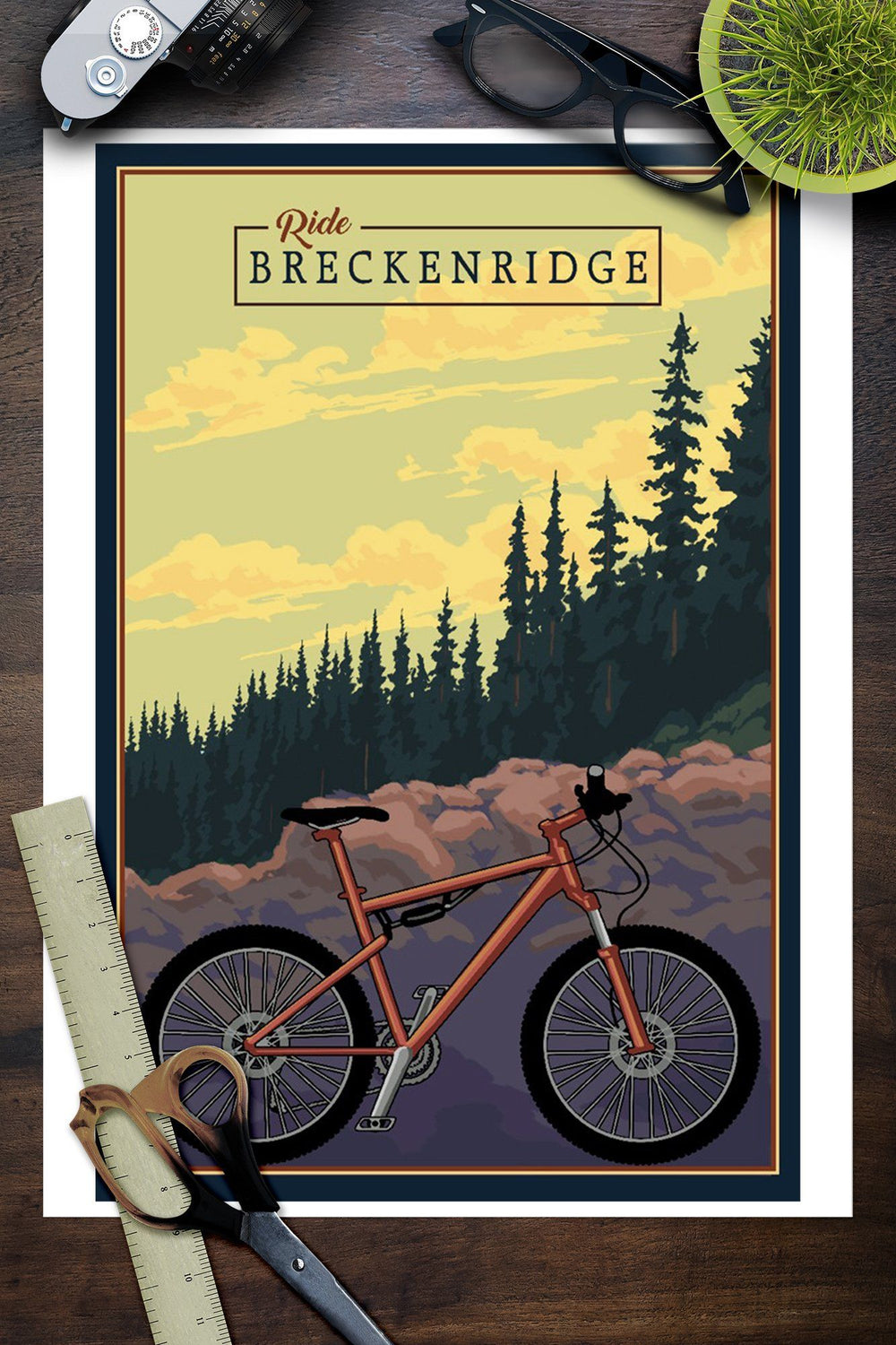 Breckenridge, Colorado, Mountain Bike, Ride the Trails, Lantern Press Artwork, Art Prints and Metal Signs Art Lantern Press 