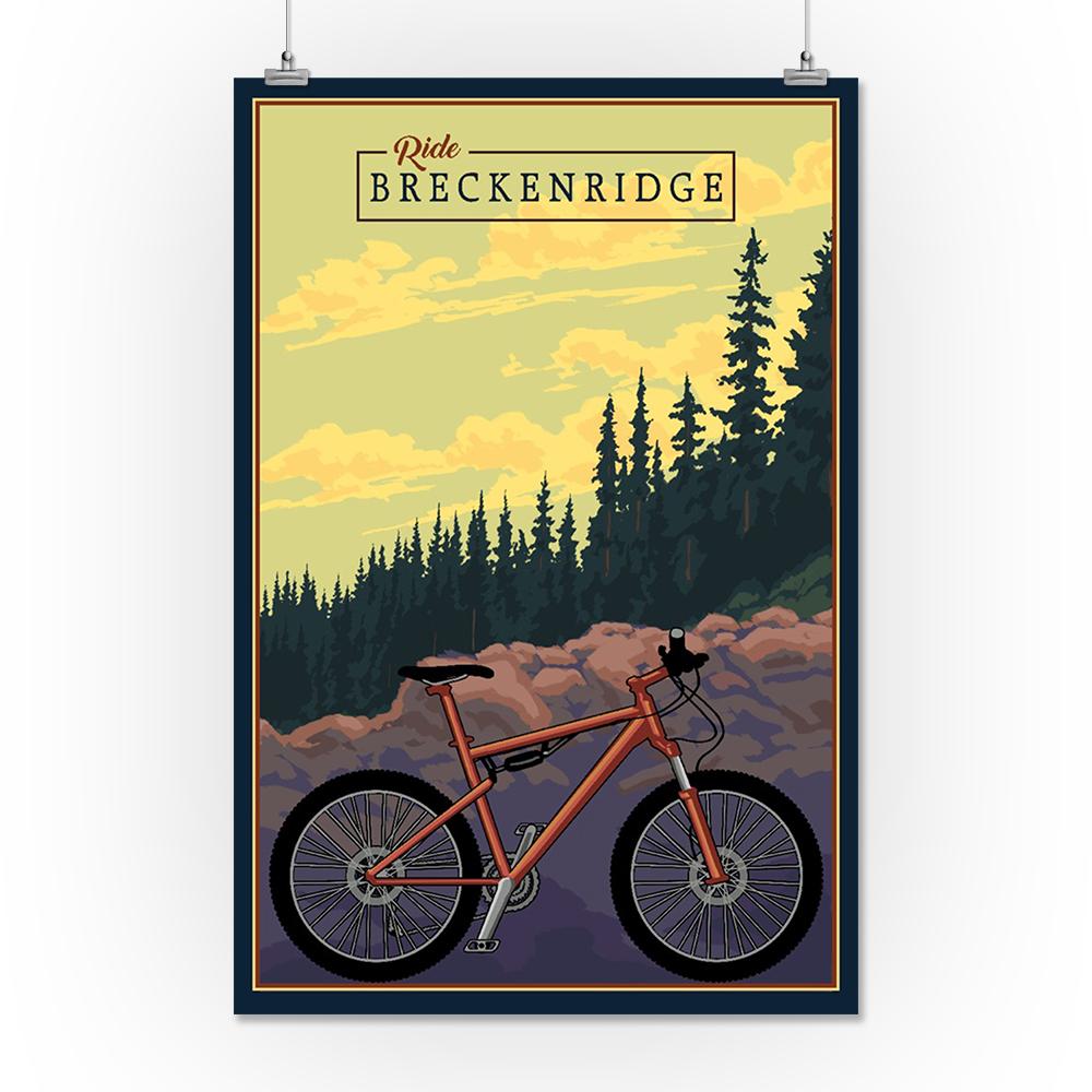 Breckenridge, Colorado, Mountain Bike, Ride the Trails, Lantern Press Artwork, Art Prints and Metal Signs Art Lantern Press 