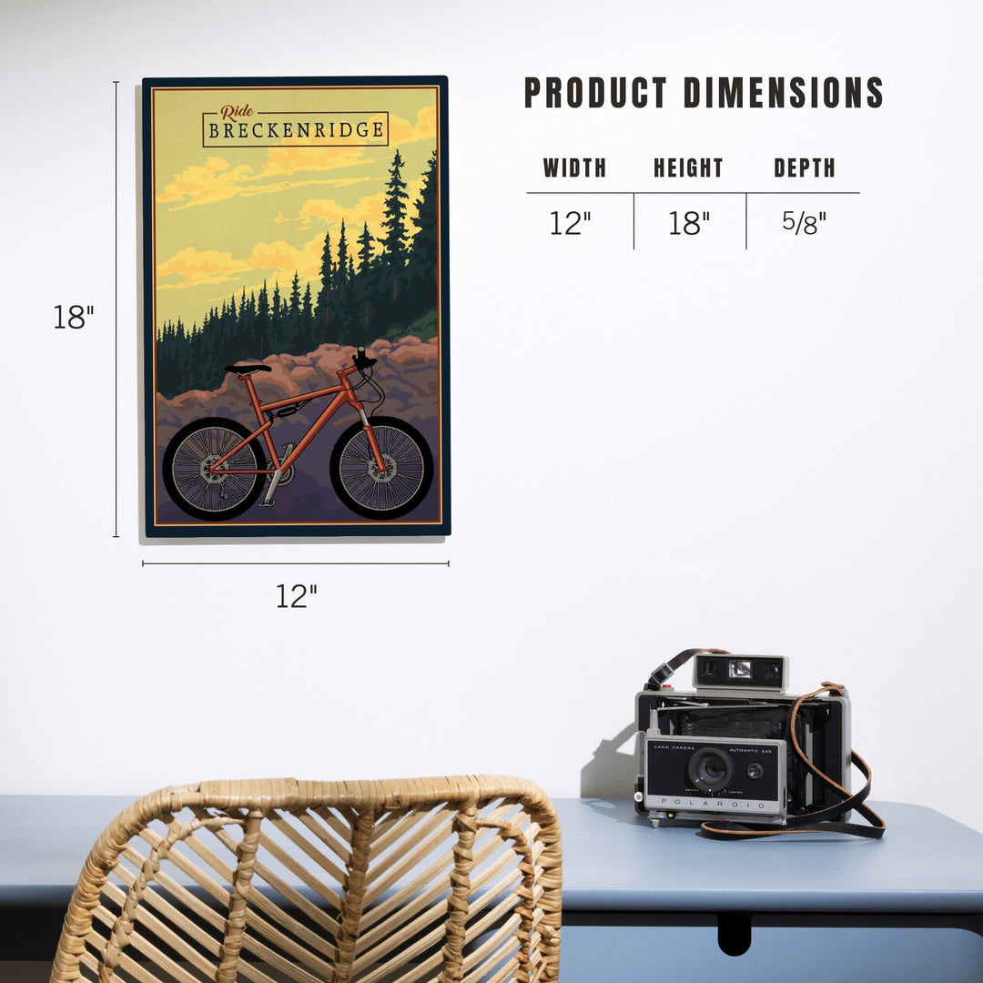 Breckenridge, Colorado, Mountain Bike, Ride the Trails, Lantern Press Artwork, Wood Signs and Postcards Wood Lantern Press 