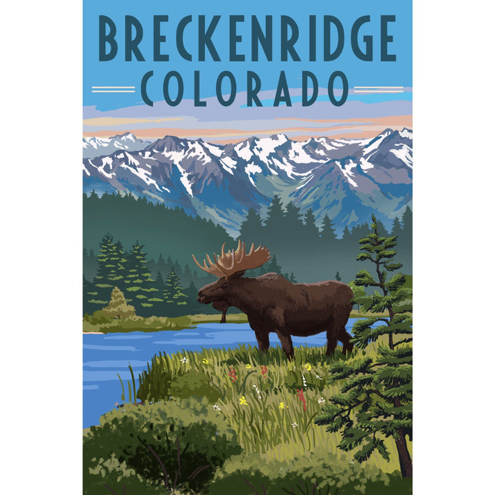 Breckenridge, Colorado, Painterly Series, Moose, Summer Scene, Lantern Press Artwork, Art Prints and Metal Signs Art Lantern Press 