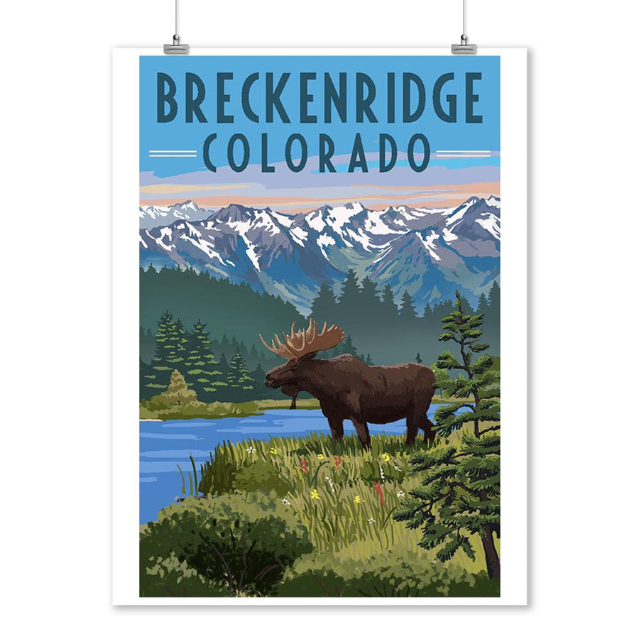 Breckenridge, Colorado, Painterly Series, Moose, Summer Scene, Lantern Press Artwork, Art Prints and Metal Signs Art Lantern Press 