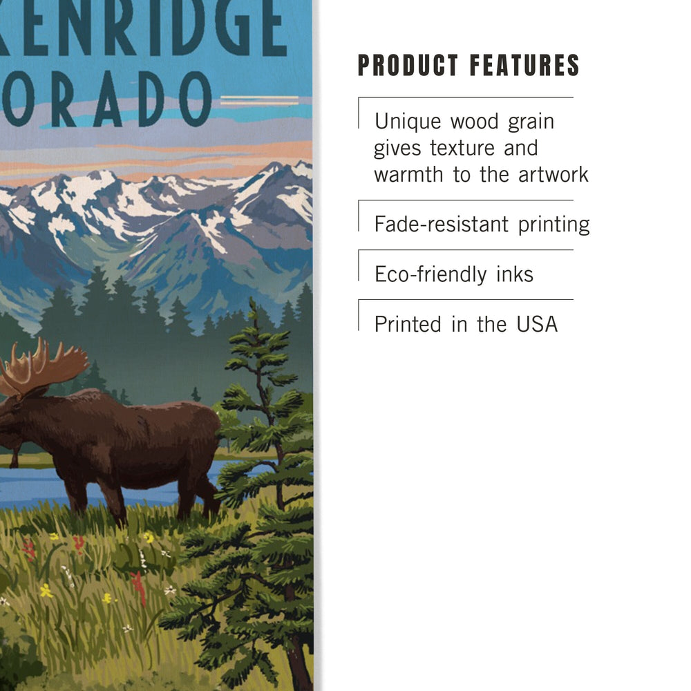 Breckenridge, Colorado, Painterly Series, Moose, Summer Scene, Lantern Press Artwork, Wood Signs and Postcards Wood Lantern Press 
