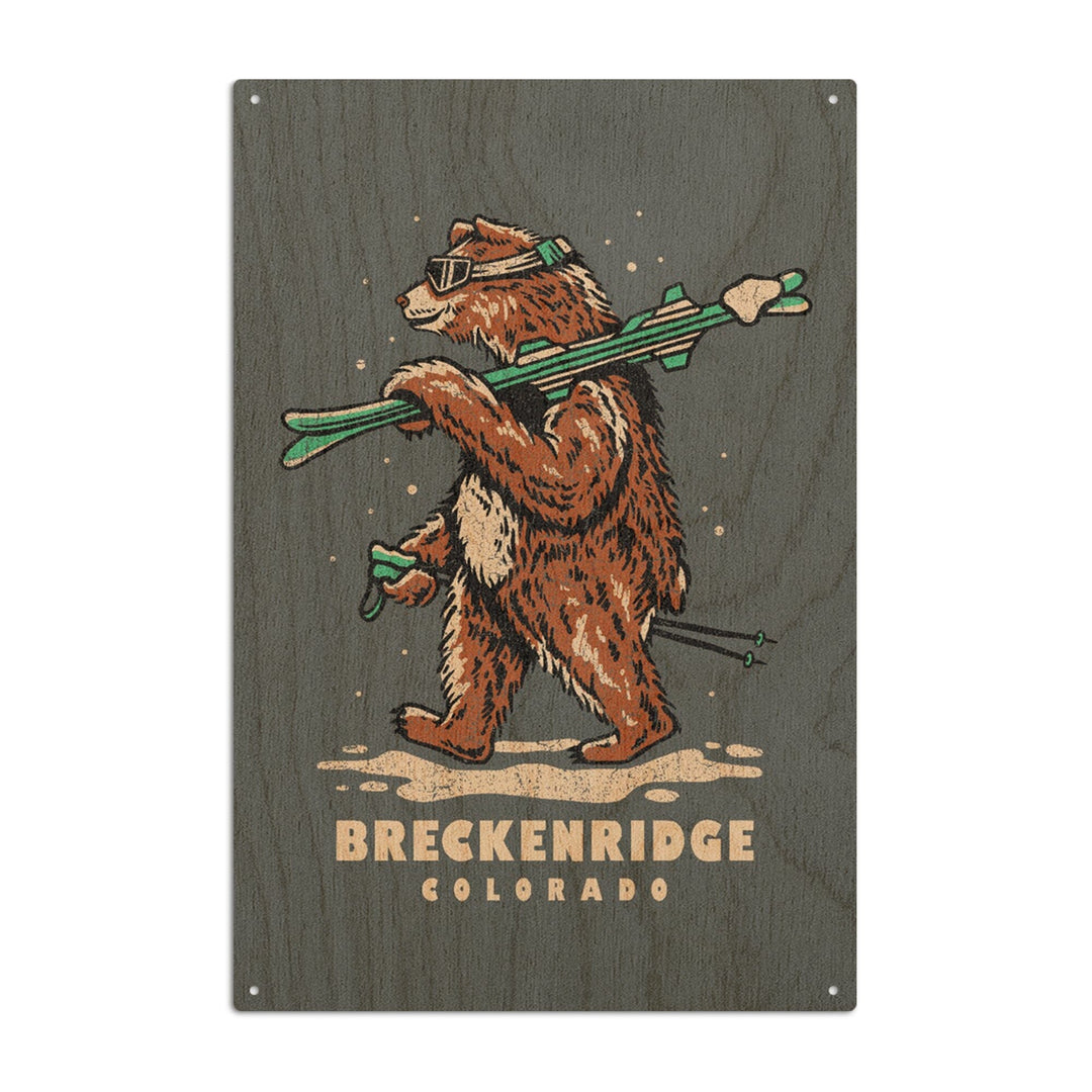 Breckenridge, Colorado, Ski Bear, Lantern Press Artwork, Wood Signs and Postcards Wood Lantern Press 10 x 15 Wood Sign 