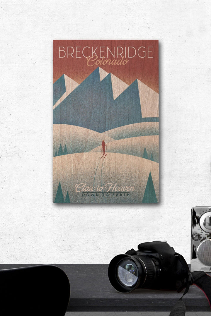 Breckenridge, Colorado, Skier In the Mountains, Litho, Lantern Press Artwork, Wood Signs and Postcards Wood Lantern Press 12 x 18 Wood Gallery Print 