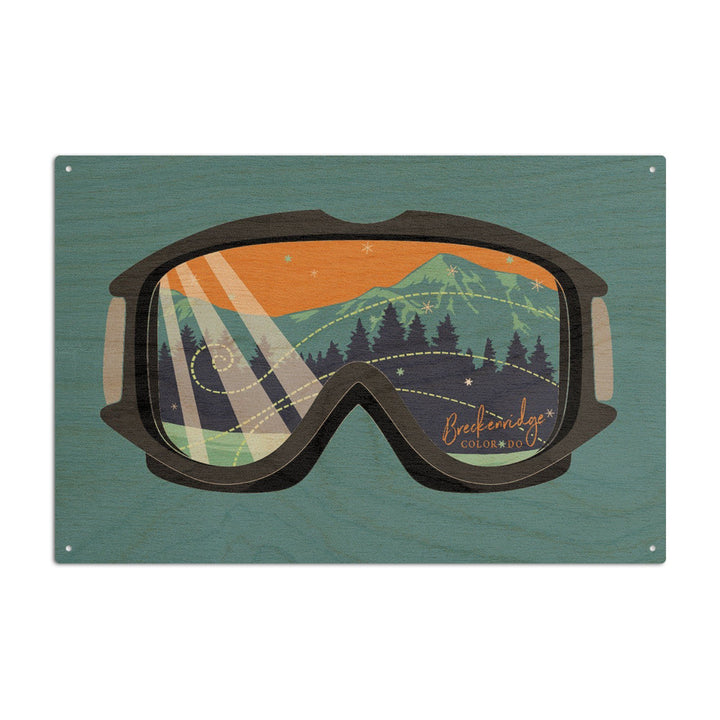 Breckenridge, Colorado, Snow Goggles, Contour, Lantern Press Artwork, Wood Signs and Postcards Wood Lantern Press 