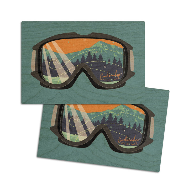 Breckenridge, Colorado, Snow Goggles, Contour, Lantern Press Artwork, Wood Signs and Postcards Wood Lantern Press 4x6 Wood Postcard Set 