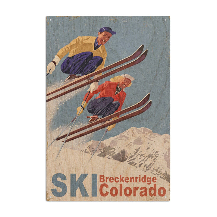 Breckenridge, Colorado, Vintage Skiers, Lantern Press Artwork, Wood Signs and Postcards Wood Lantern Press 10 x 15 Wood Sign 