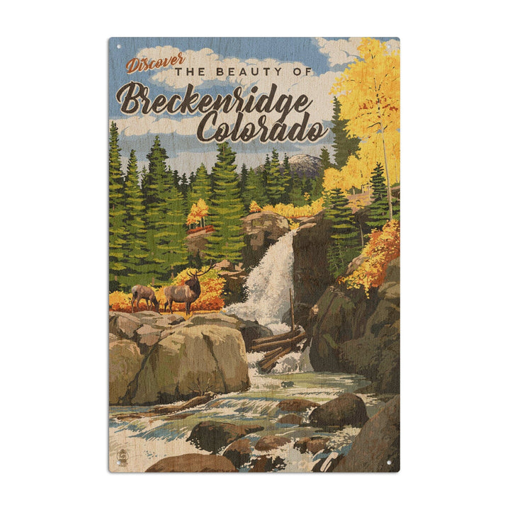 Breckenridge, Colorado, Waterfall, Lantern Press Artwork, Wood Signs and Postcards Wood Lantern Press 10 x 15 Wood Sign 