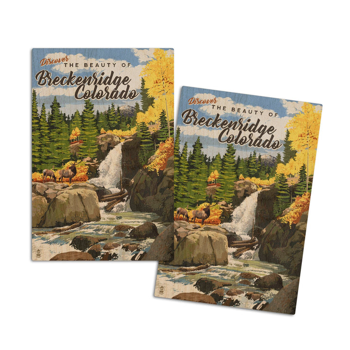 Breckenridge, Colorado, Waterfall, Lantern Press Artwork, Wood Signs and Postcards Wood Lantern Press 4x6 Wood Postcard Set 