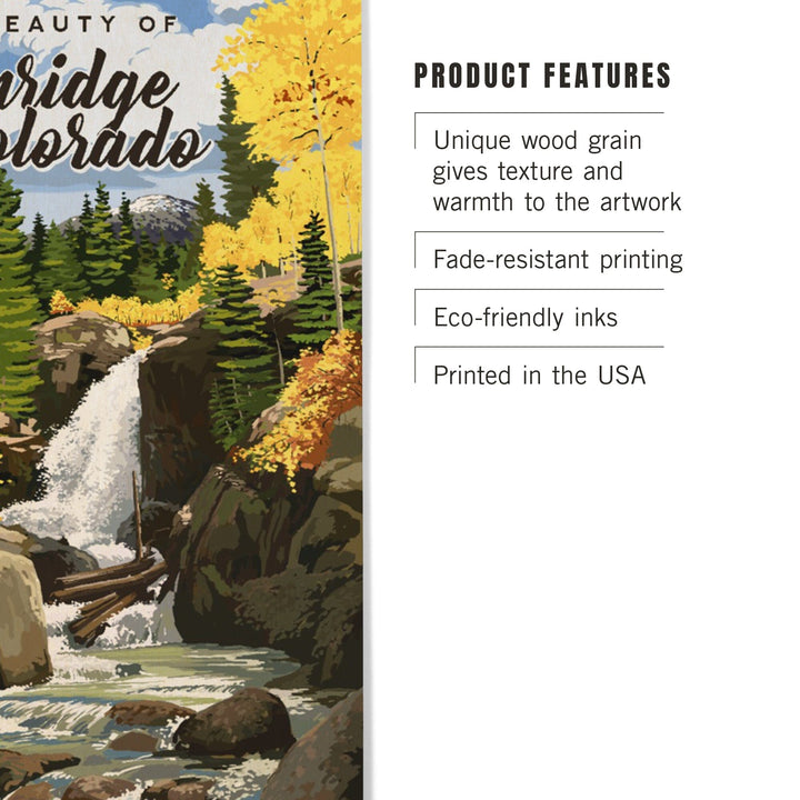 Breckenridge, Colorado, Waterfall, Lantern Press Artwork, Wood Signs and Postcards Wood Lantern Press 