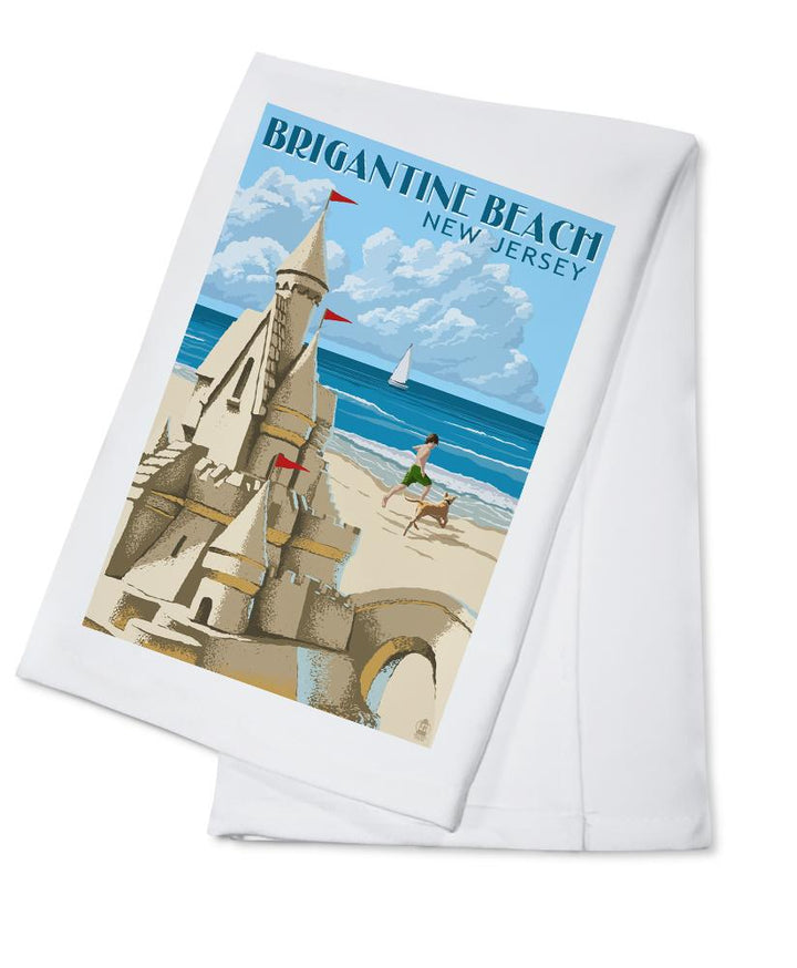 Brigantine Beach, New Jersey, Sandcastle, Lantern Press Artwork, Towels and Aprons Kitchen Lantern Press Cotton Towel 