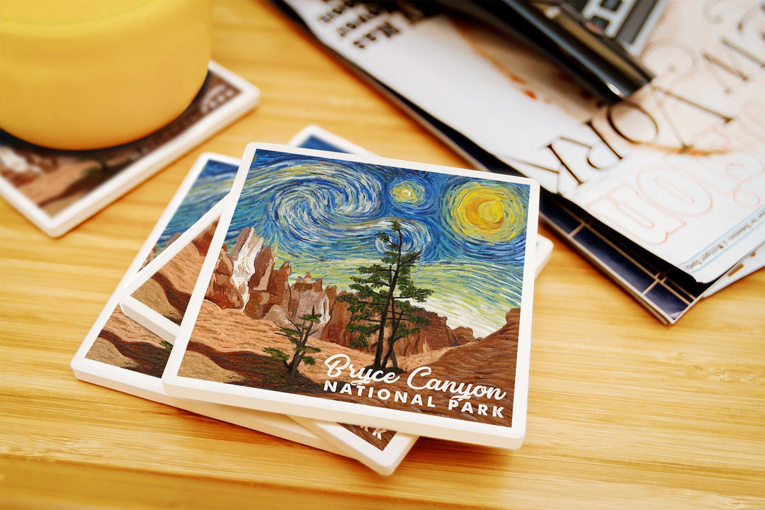 Bryce Canyon National Park, Starry Night National Park Series, Lantern Press Artwork, Coaster Set Coasters Lantern Press 