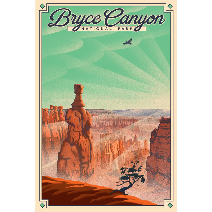 Bryce Canyon National Park, Utah, Bryce Point, Lithograph National Park Series, Lantern Press Artwork, Art Prints and Metal Signs Art Lantern Press 