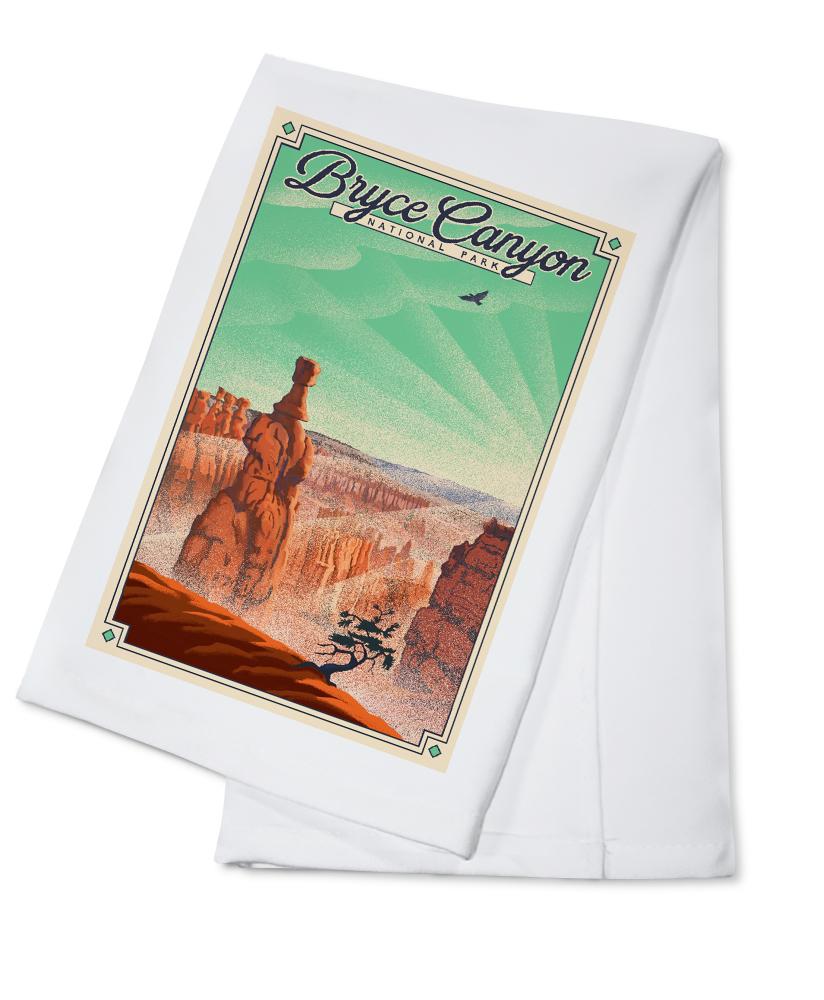 Bryce Canyon National Park, Utah, Bryce Point, Lithograph National Park Series, Lantern Press Artwork, Towels and Aprons Kitchen Lantern Press Cotton Towel 