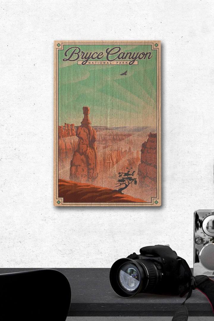 Bryce Canyon National Park, Utah, Bryce Point, Lithograph National Park Series, Lantern Press Artwork, Wood Signs and Postcards Wood Lantern Press 12 x 18 Wood Gallery Print 