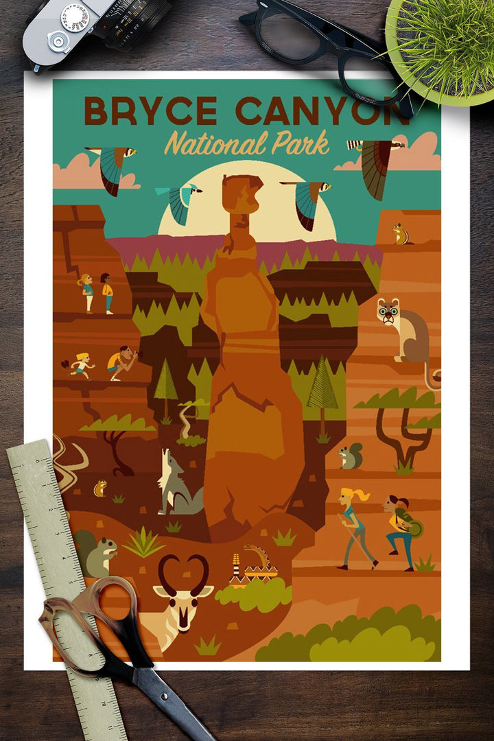 Bryce Canyon National Park, Utah, Geometric National Park Series, Lantern Press Artwork, Art Prints and Metal Signs Art Lantern Press 