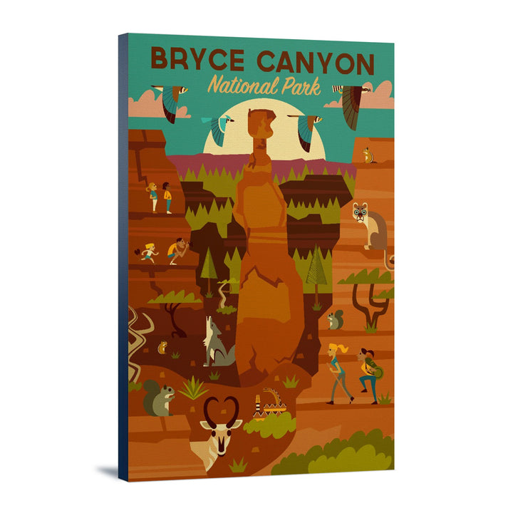 Bryce Canyon National Park, Utah, Geometric National Park Series, Lantern Press Artwork, Stretched Canvas Canvas Lantern Press 12x18 Stretched Canvas 