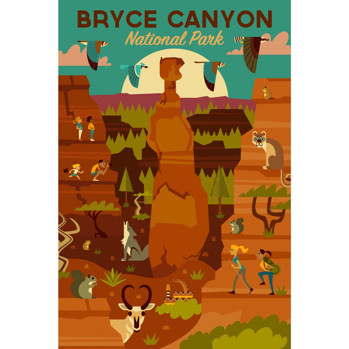 Bryce Canyon National Park, Utah, Geometric National Park Series, Lantern Press Artwork, Stretched Canvas Canvas Lantern Press 