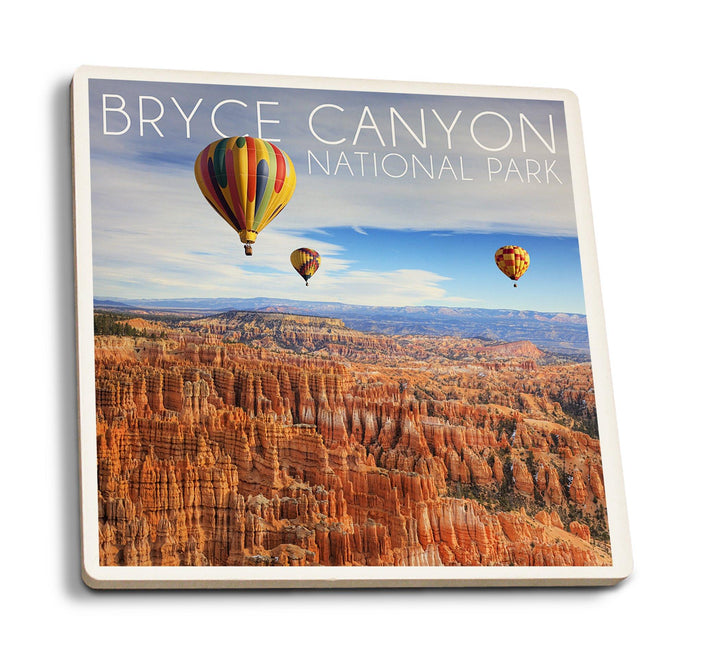 Bryce Canyon National Park, Utah, Hot Air Balloons, Lantern Press Photography, Coaster Set Coasters Lantern Press 