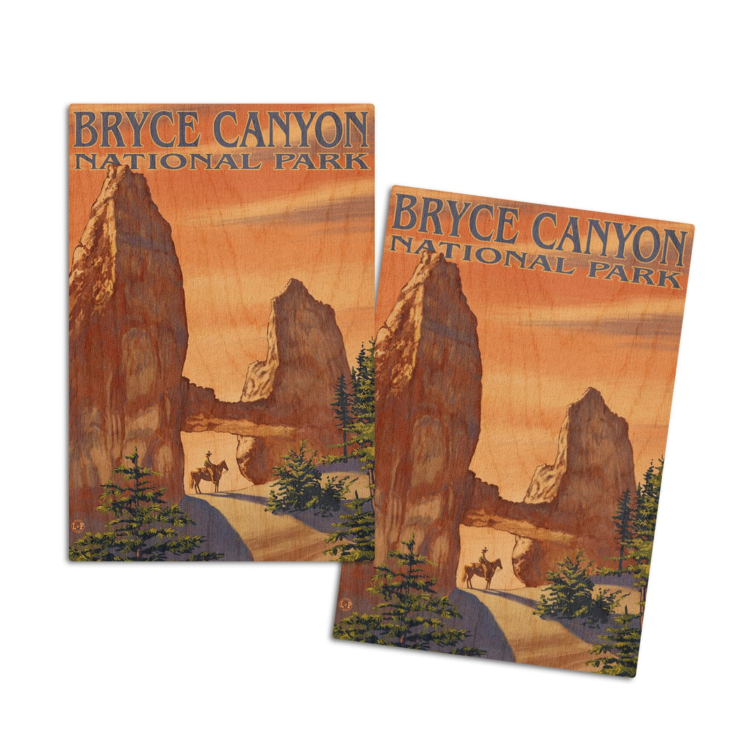 Bryce Canyon National Park, Utah, Tower Bridge, Painterly Series, Lantern Press Artwork, Wood Signs and Postcards Wood Lantern Press 4x6 Wood Postcard Set 