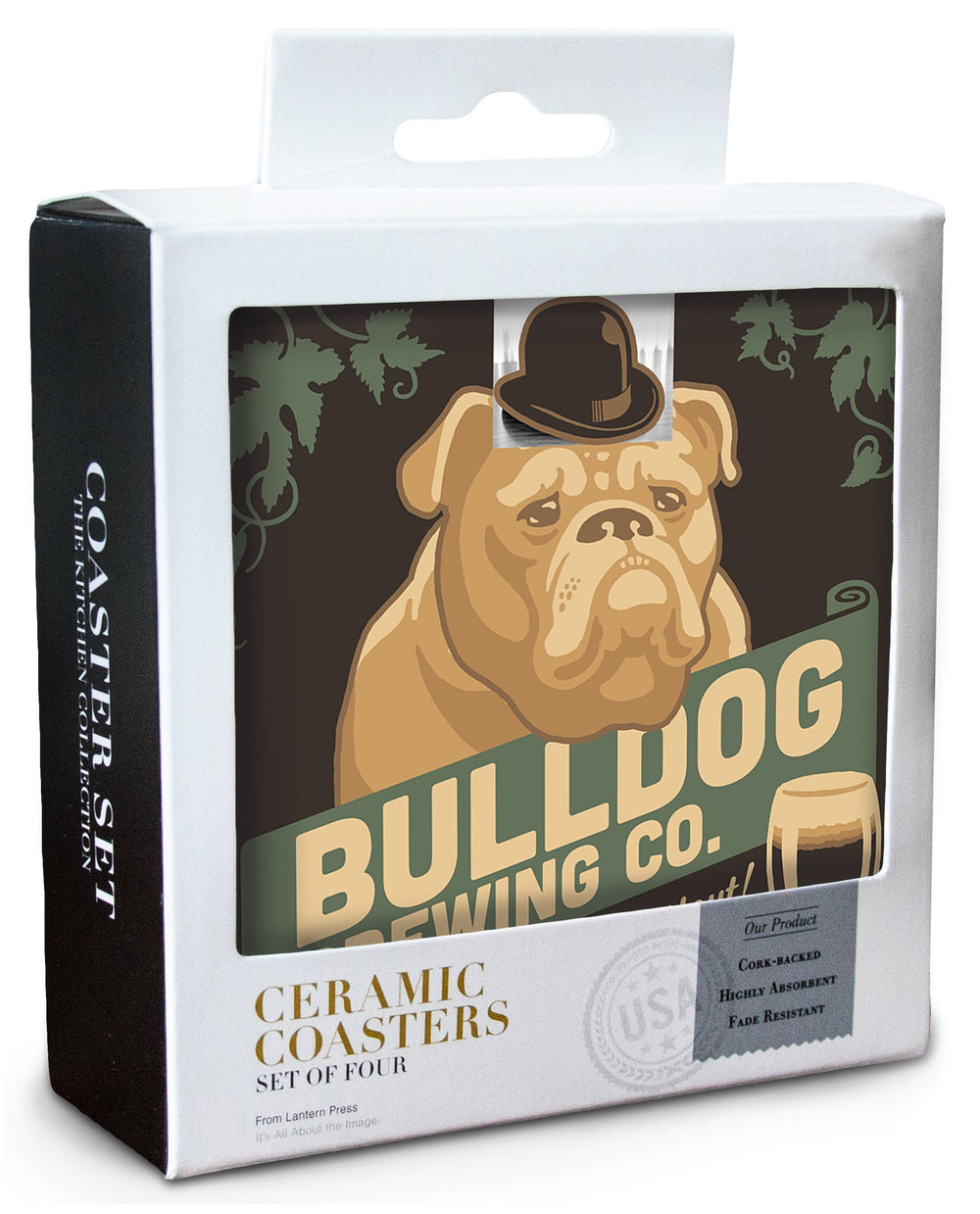 Bulldog, Retro Stout Beer Ad, Lantern Press Artwork, Coaster Set Coasters Lantern Press 