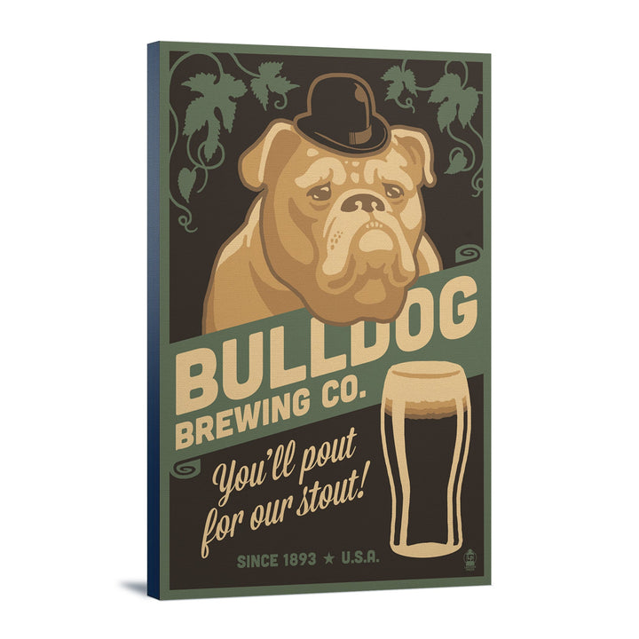 Bulldog, Retro Stout Beer Ad, Lantern Press Artwork, Stretched Canvas Canvas Lantern Press 12x18 Stretched Canvas 
