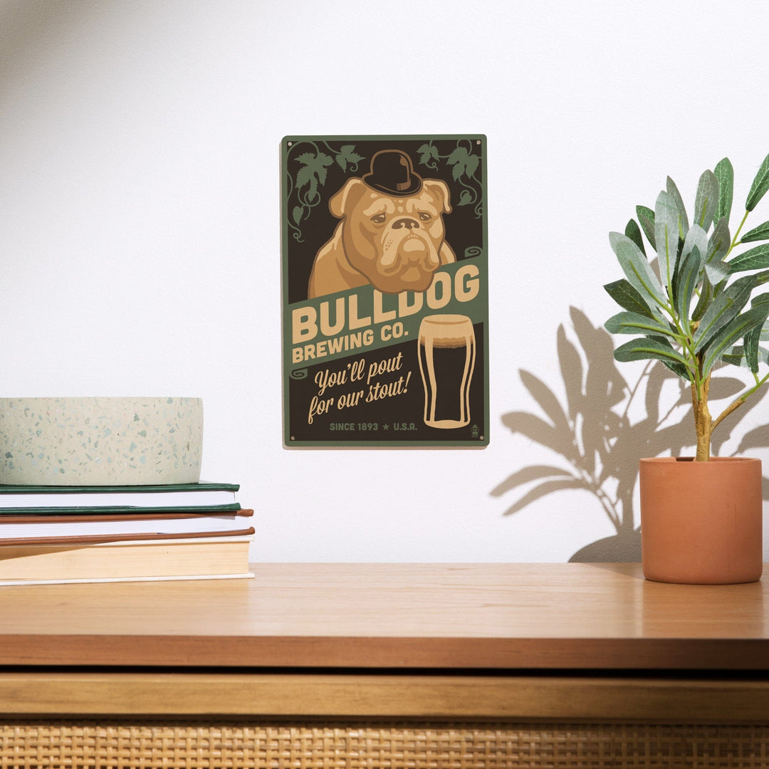 Bulldog, Retro Stout Beer Ad, Lantern Press Artwork, Wood Signs and Postcards Wood Lantern Press 