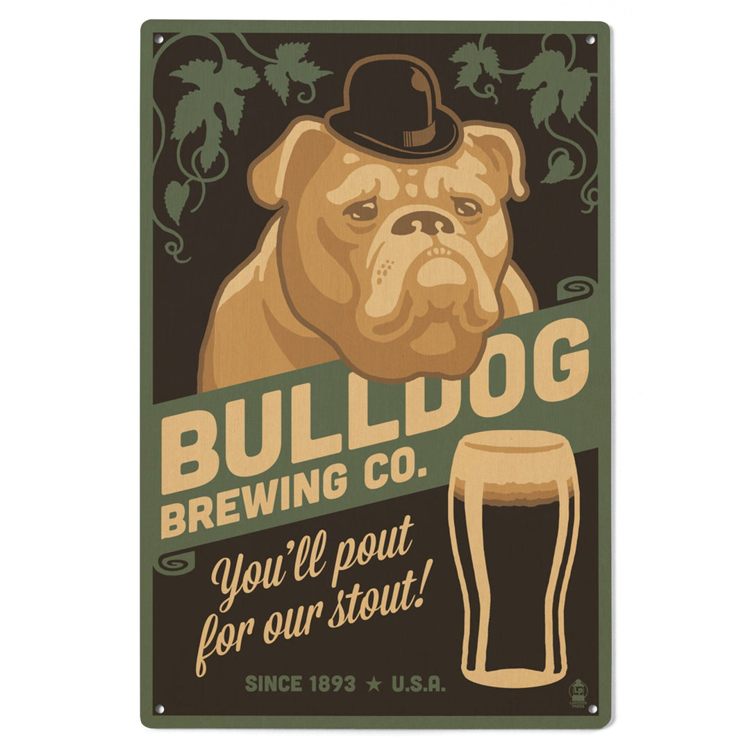Bulldog, Retro Stout Beer Ad, Lantern Press Artwork, Wood Signs and Postcards Wood Lantern Press 