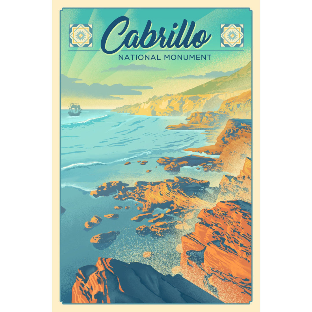 Cabrillo National Monument, California, Lithograph, Lantern Press Artwork, Stretched Canvas Canvas Lantern Press 