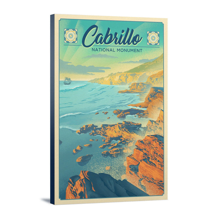 Cabrillo National Monument, California, Lithograph, Lantern Press Artwork, Stretched Canvas Canvas Lantern Press 
