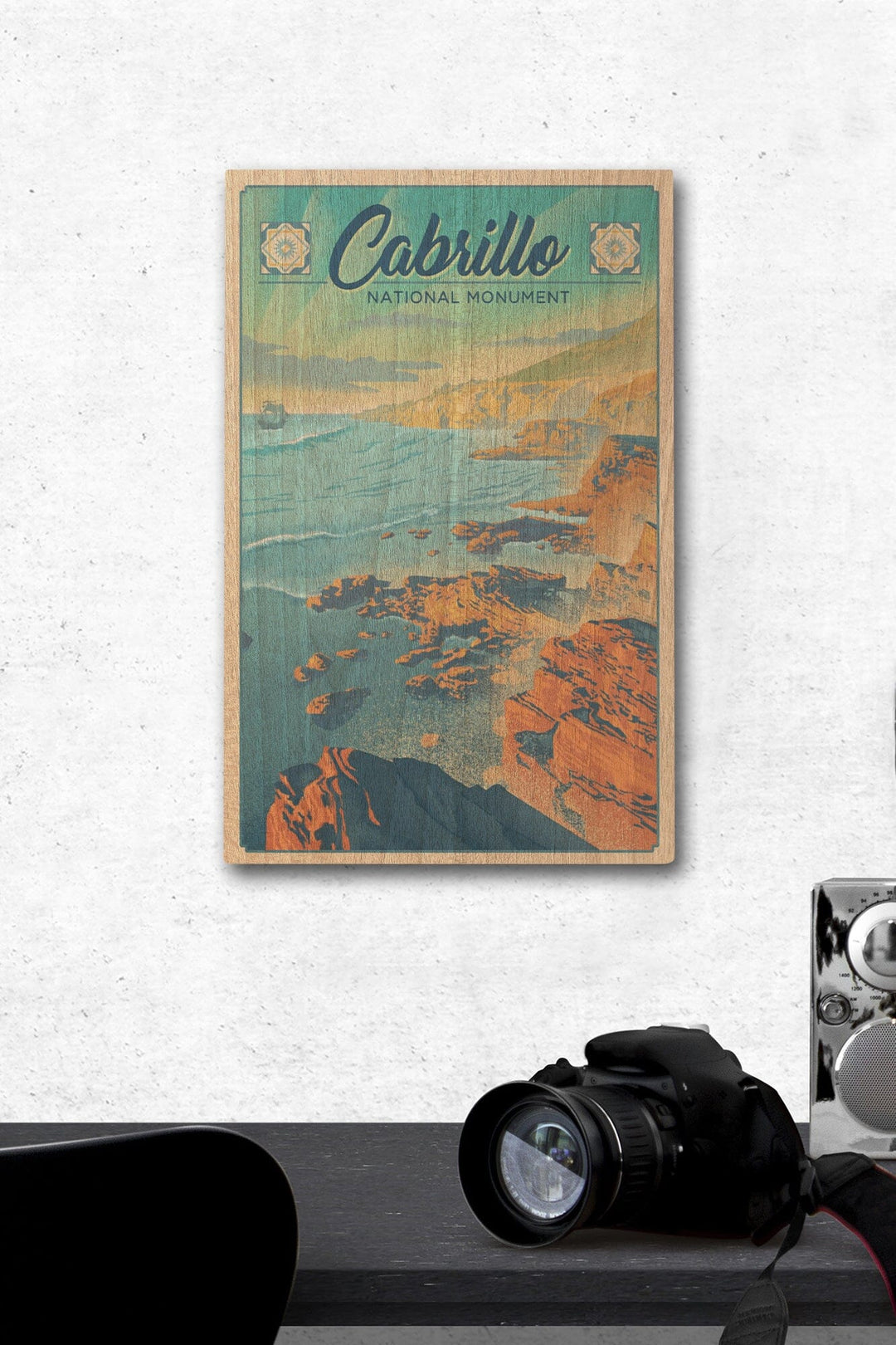 Cabrillo National Monument, California, Lithograph, Lantern Press Artwork, Wood Signs and Postcards Wood Lantern Press 12 x 18 Wood Gallery Print 
