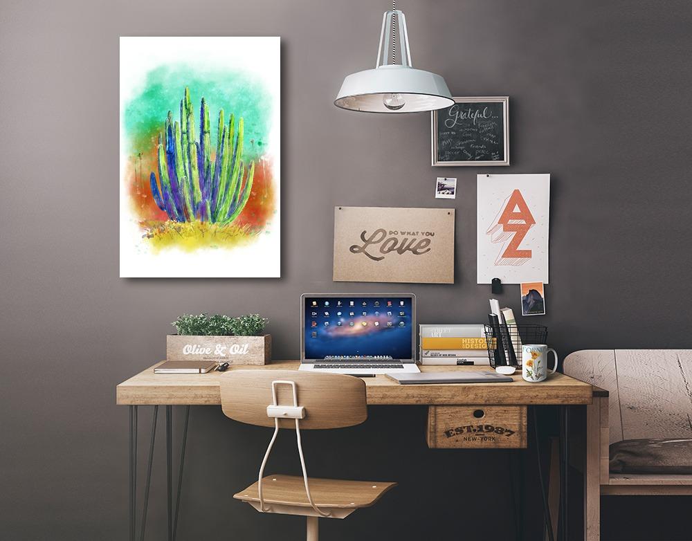 Cactus, Watercolor, Lantern Press Artwork, Stretched Canvas Canvas Lantern Press 