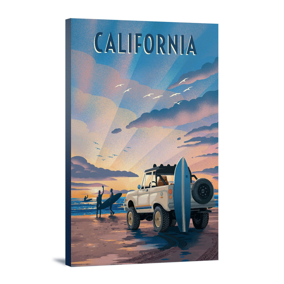 California, Beach Lithograph Canvas Lantern Press 