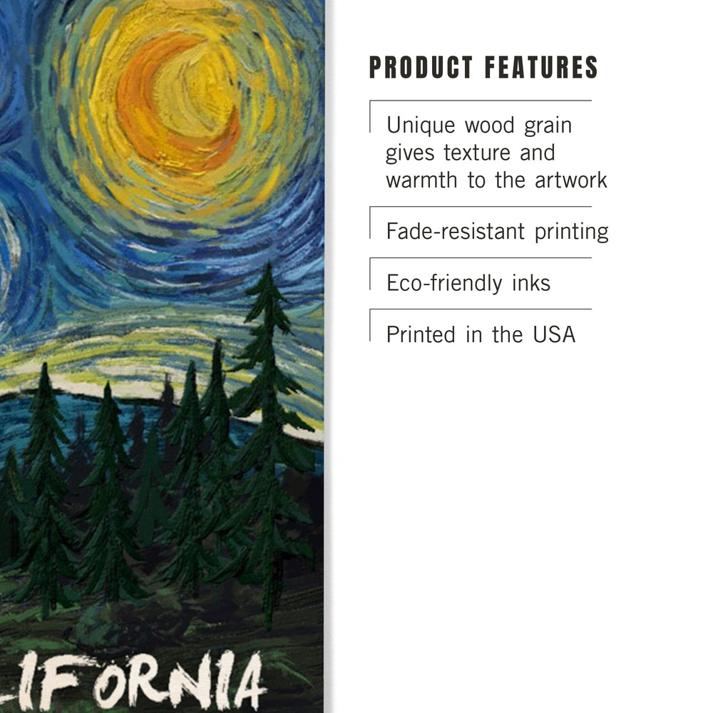 California, Bigfoot, Starry Night, Lantern Press Artwork, Wood Signs and Postcards Wood Lantern Press 